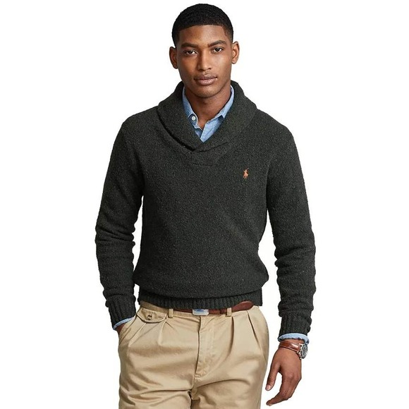 Polo Ralph Lauren Other - Polo Ralph Lauren Shawl Collar Wool Sweater Men's XL Green Classic